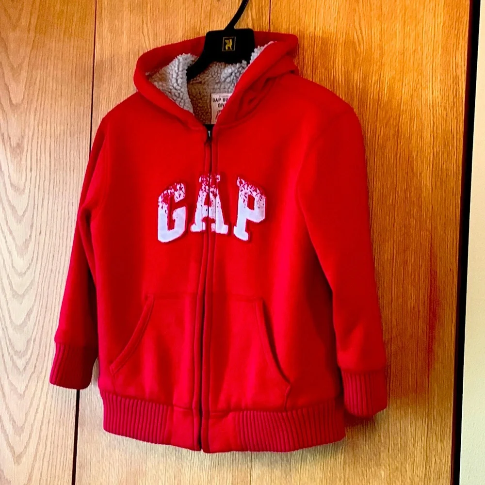 Gap Outdoor Divison SMALL red Sherpa fleece lined zip up hoodie sweatshirt heavy